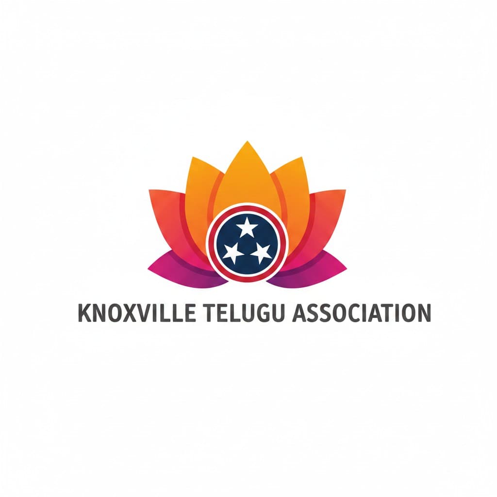 Knoxville Telugu Association logo — lotus with Tennessee tri-star and organization name